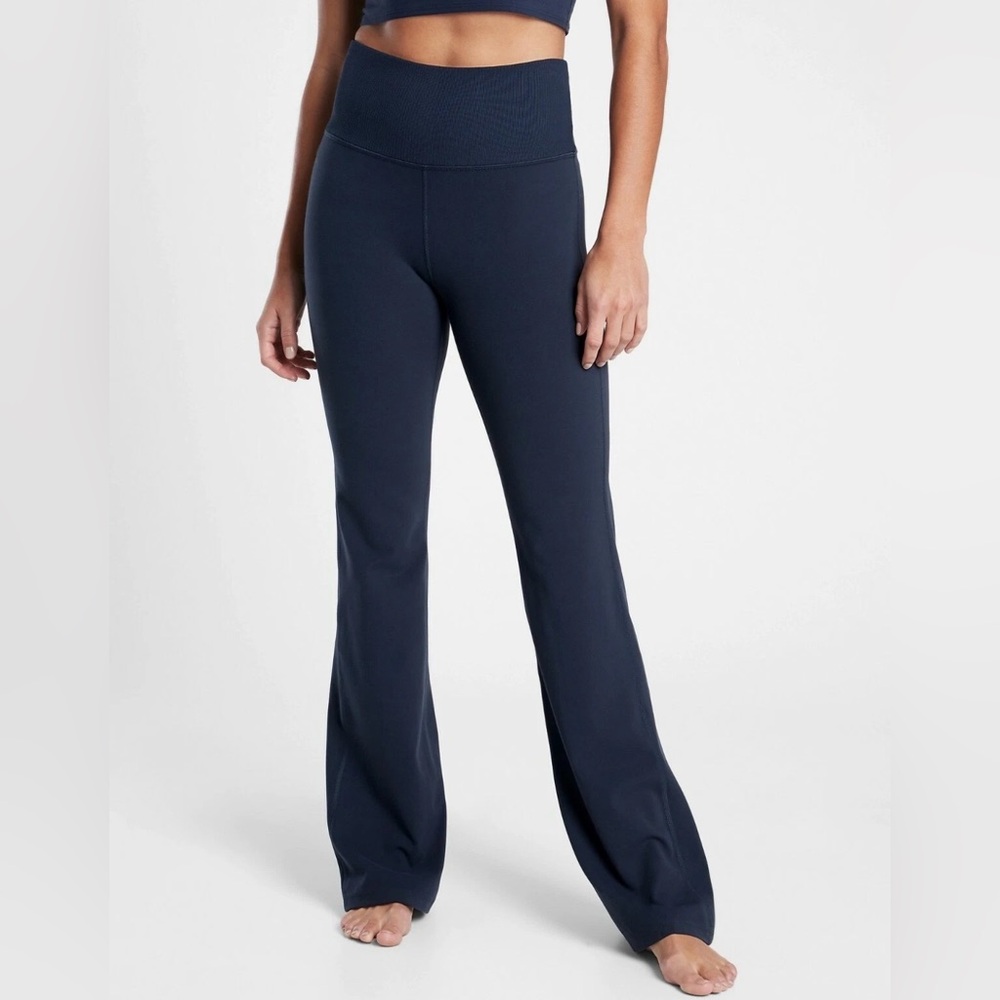 Athleta Studio Flare Pant in Powervita, NAVY
